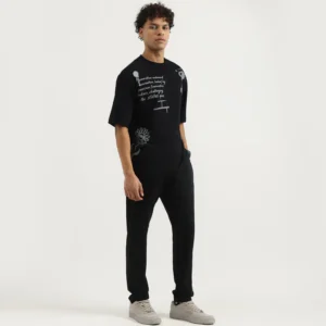 Men Oversized Round Neck Typography T-Shirt